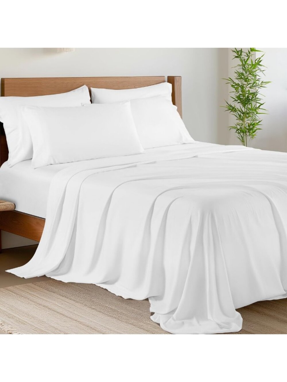 Cooling 6-Piece King Sheet Set - Soft, Breathable, Luxurious White Bedding